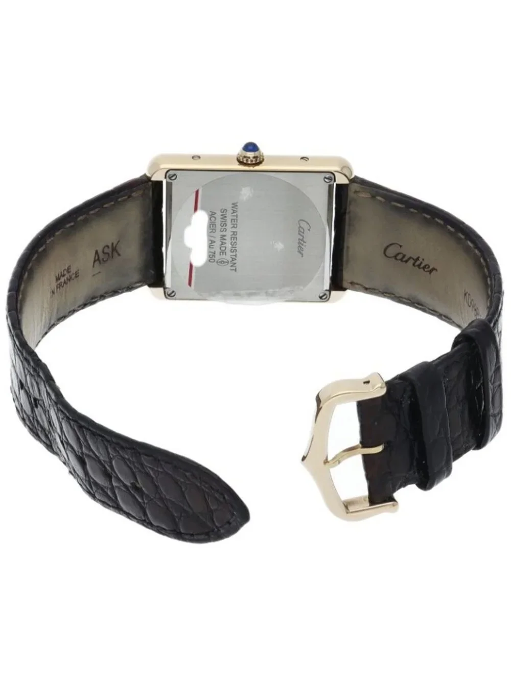 Cartier Tank Solo LM Watch 18 YG SS Leather White